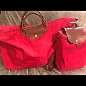 Longchamp Le Pliage XL travel tote in red